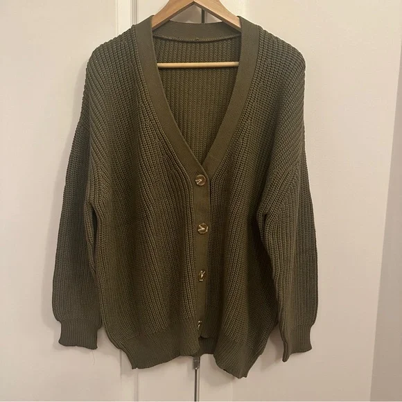 NEW Jenni Kayne Cocoon Cotton Oversized Cardigan Sweater in Sage Green | size S - Picture 5 of 10